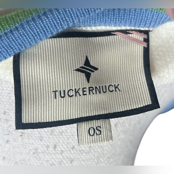 Tuckernuck Camden cream and blue soft sweater poncho - Picture 4 of 4